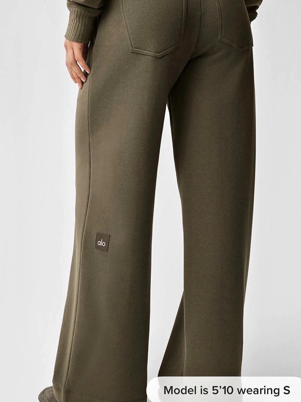 Alo SET Olive Wide Leg Pants and pullover size M